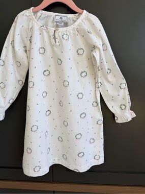 Petite Plume Whiite Floral Pink Wreath Girls' Pajama Nightgown 3